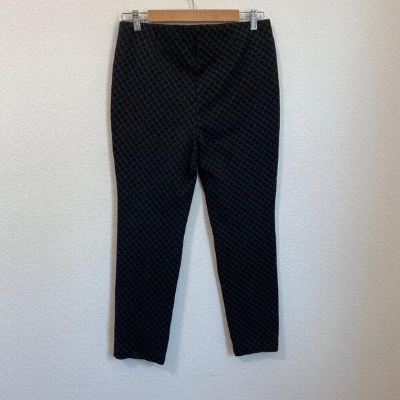 Chico's Black & Gray Houndstooth Plaid Pull On Slimming Stretch Pants Size 1 (8) - Picture 5 of 8